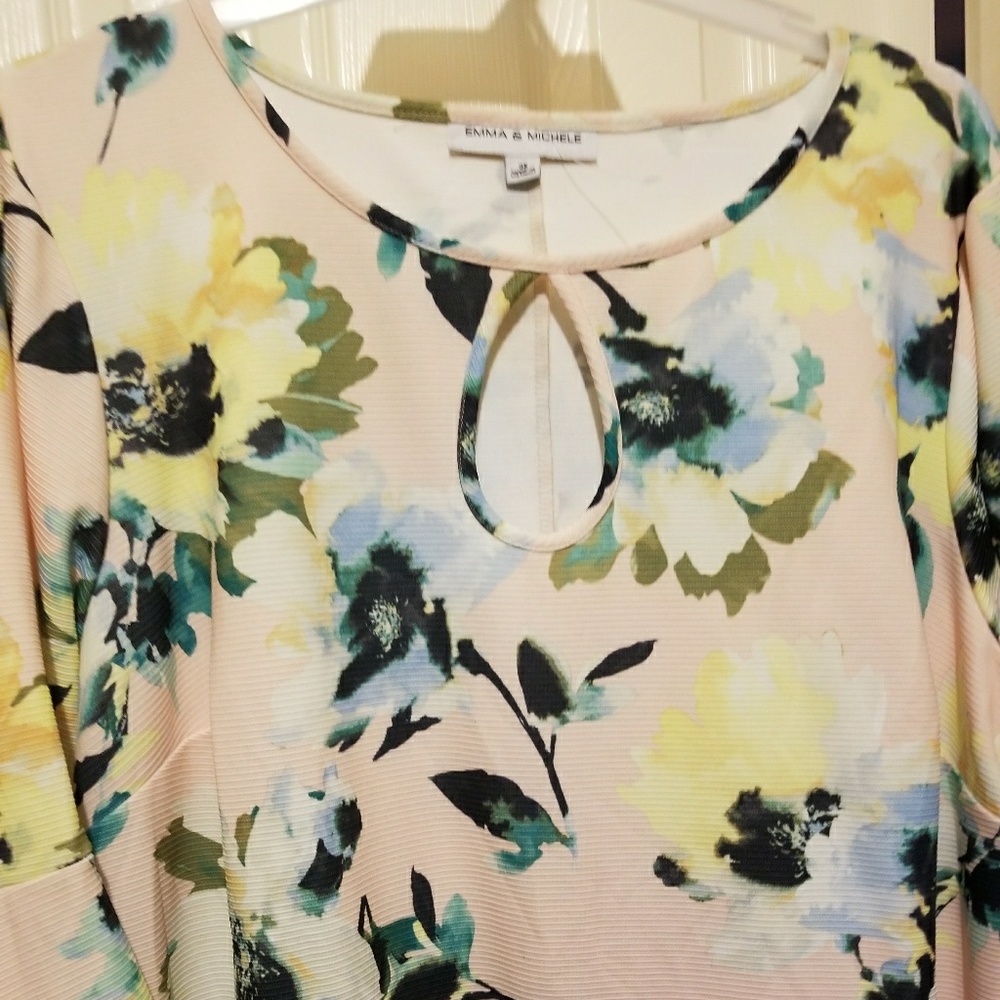 EMMA & MICHELE Flower Ruffle Sleeve Dress